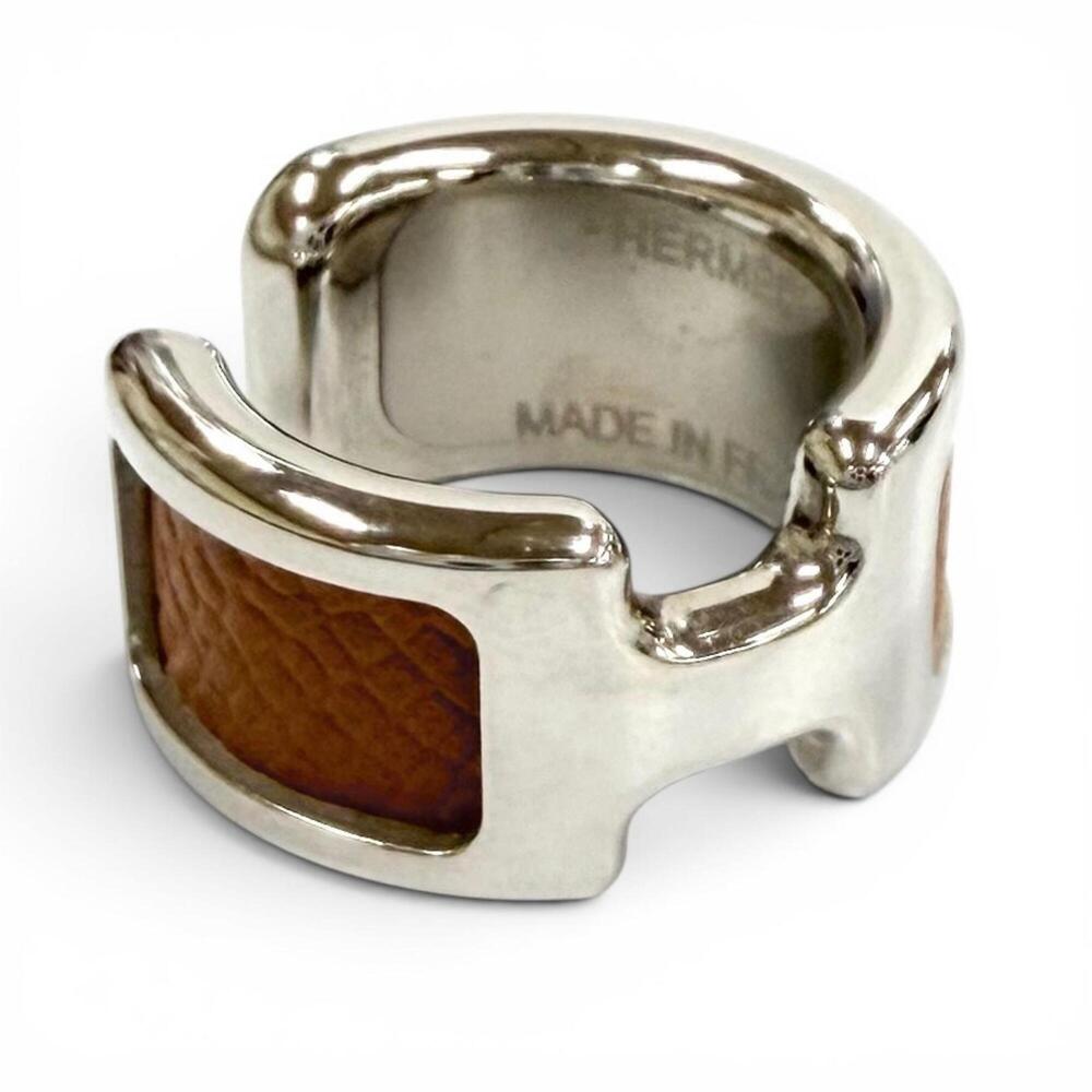 HERMES Gold Leather Ear Cuff